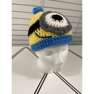 Handmade Minion Crochet Beanie Hat Winter Warm Bobble Hat Kids
